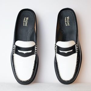Weejuns Classic Wynn Black & White Loafer Mules Size 6.5